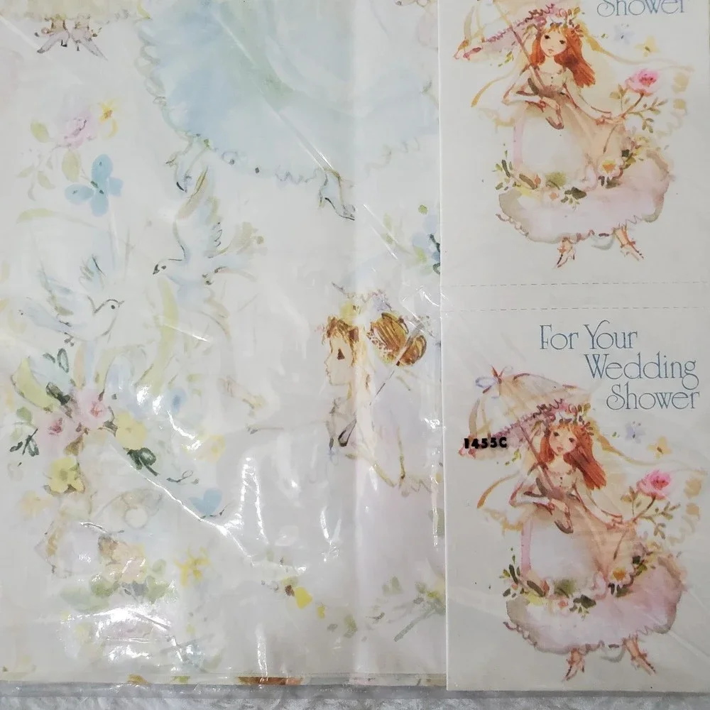 Vintage Gift Wrap Wrapping Paper American Greetings Bridal Baby Shower Lot Of 11